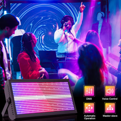 6-Pack 200W RGBW LED Strobe Stage Lights with 48+8 Segment Effects & Flight Case for DJ, Concert & Event Lighting