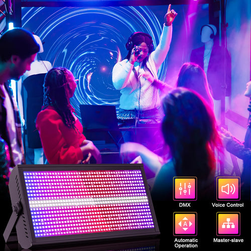 6-Pack 200W RGBW LED Strobe Stage Lights with 48+8 Segment Effects & Flight Case for DJ, Concert & Event Lighting