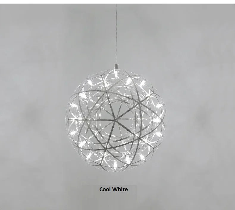 Modern Brief Loft Spark Ball LED Chandelier Fixture Firework Ball Stainless Steel Pendant Lamp for Home Decor Lighting 110-240V