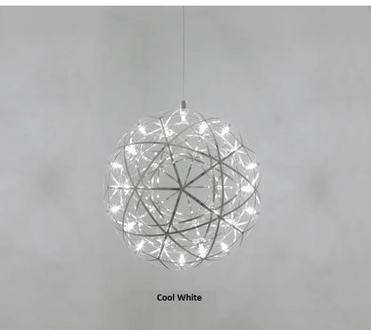 Modern Brief Loft Spark Ball LED Chandelier Fixture Firework Ball Stainless Steel Pendant Lamp for Home Decor Lighting 110-240V