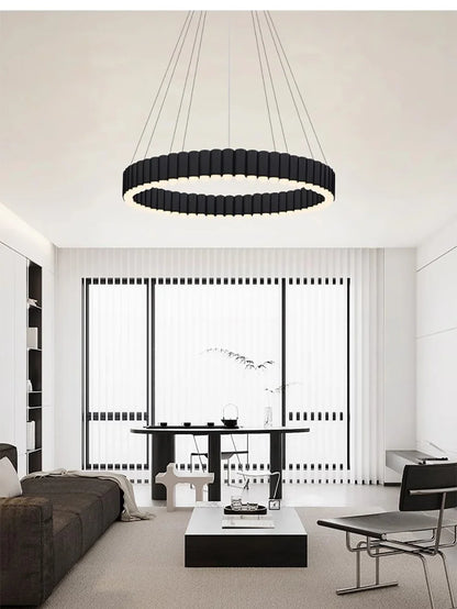Art Deco Round LED Pendant Light with Minimalist Modern Design