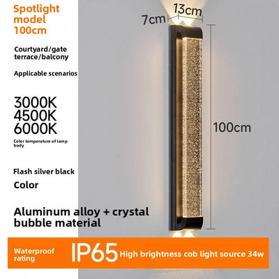 Modern Outdoor Waterproof Crystal LED Wall Lamp for Villa, Courtyard, Balcony &amp; Patio