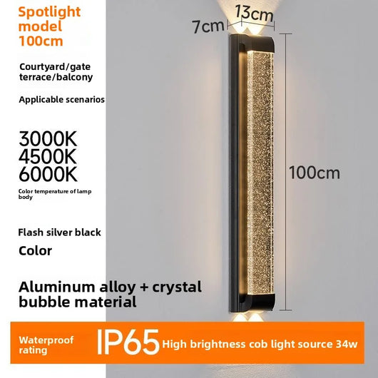 Modern Outdoor Waterproof Crystal LED Wall Lamp for Villa, Courtyard, Balcony &amp; Patio