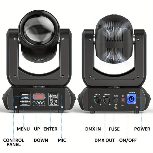 U'King 150W Beam Moving Head Light Rotating 18 Prisms 14 Gobos LED Rainbow Effect Zoom Stage Light DMX512 for DJ Disco Wedding