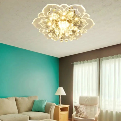 9W Crystal Petal LED Ceiling Light – Modern Flush Mount Ceiling Lamp for Kitchen, Hallway & Bedroom
