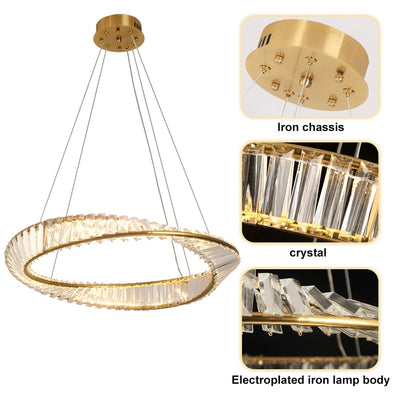 Ring Led Hanging Light Pendant Lamp Luxury Gold Copper New Chandelier Lustre Ceiling Lamp Living Dining Room Home Decor Fixture| Upload