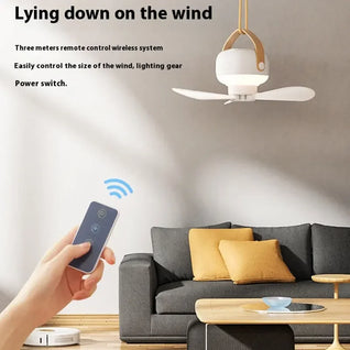 Portable Rechargeable Ceiling Fan with LED Light & Remote Control