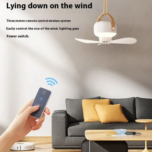 Portable Rechargeable Ceiling Fan with LED Light & Remote Control