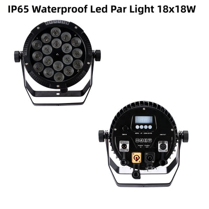 IP65 Waterproof Stage Effect Aluminum Led Par 18x18W RGBWA UV 6in1 DMX512 Outdoor Down Light DJ Equipment Disco Wash No Noise