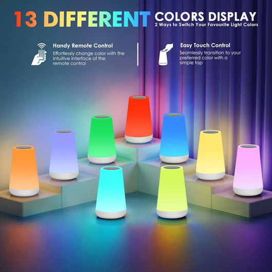 RGB LED Night Light 13 Colors Touch & Remote Control