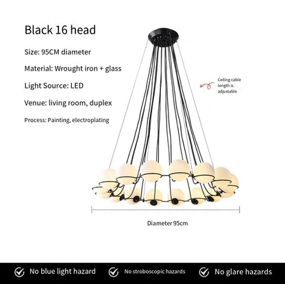 Modern Glass Ball Chandelier with Hand-Blown Spheres and LED Illumination