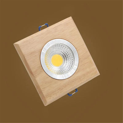 Square Solid Wood LED Downlight – Modern Minimalist Ceiling Light
