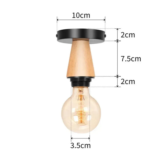 Modern Japanese Style Wood & Iron Ceiling Light – Vintage Cage Design
