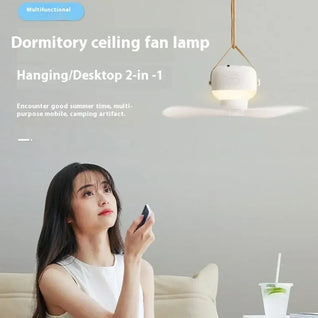 Portable Rechargeable Ceiling Fan with LED Light & Remote Control
