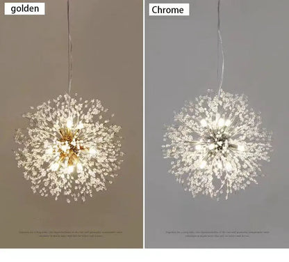 Modern Crystal Fireball LED Pendant Light with Geometric Star Design