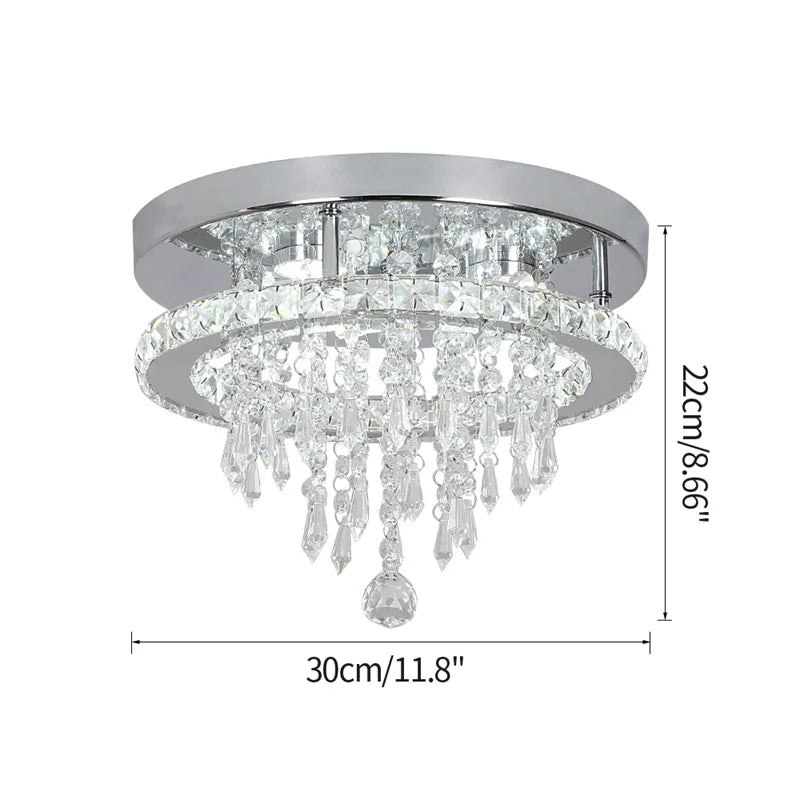 Luxury Crystal LED Ceiling Lamp with Remote Dimming and Dual Color Modes
