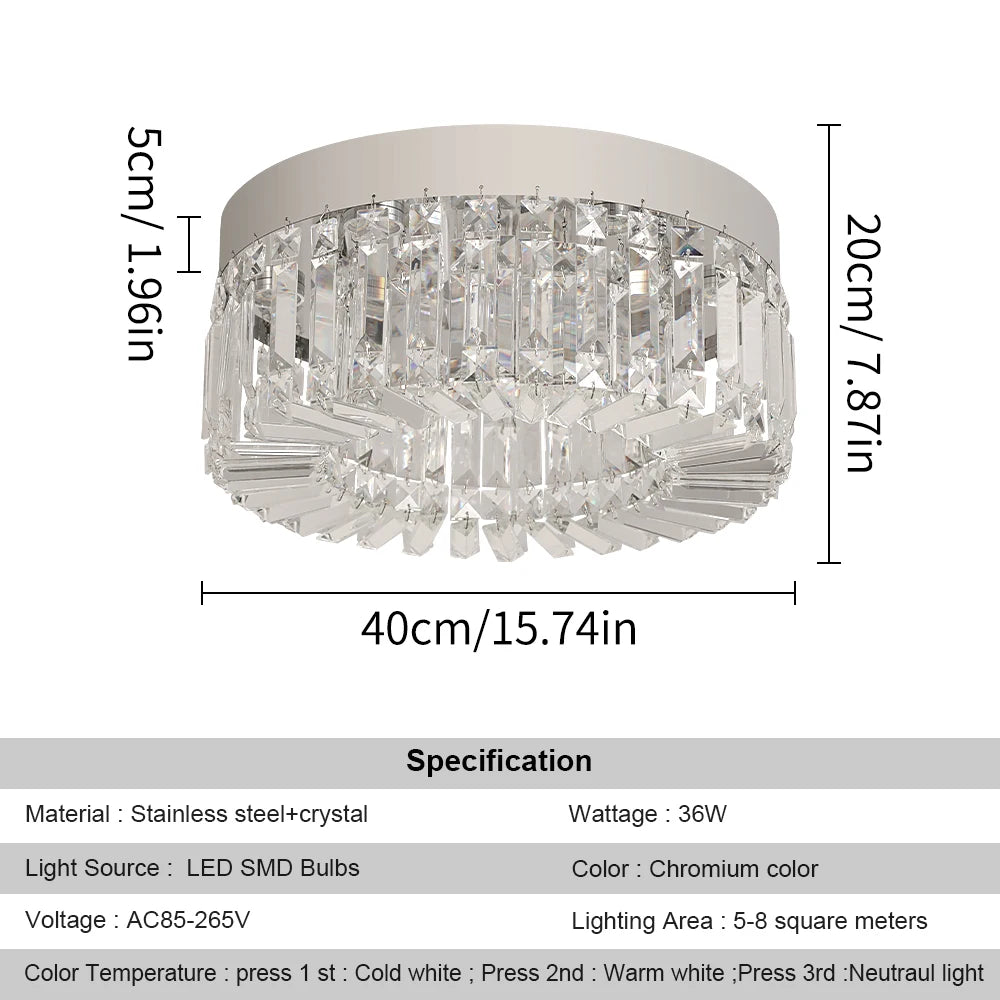 Crystal LED Ceiling Lamp – Adjustable Light Modes, Modern Design