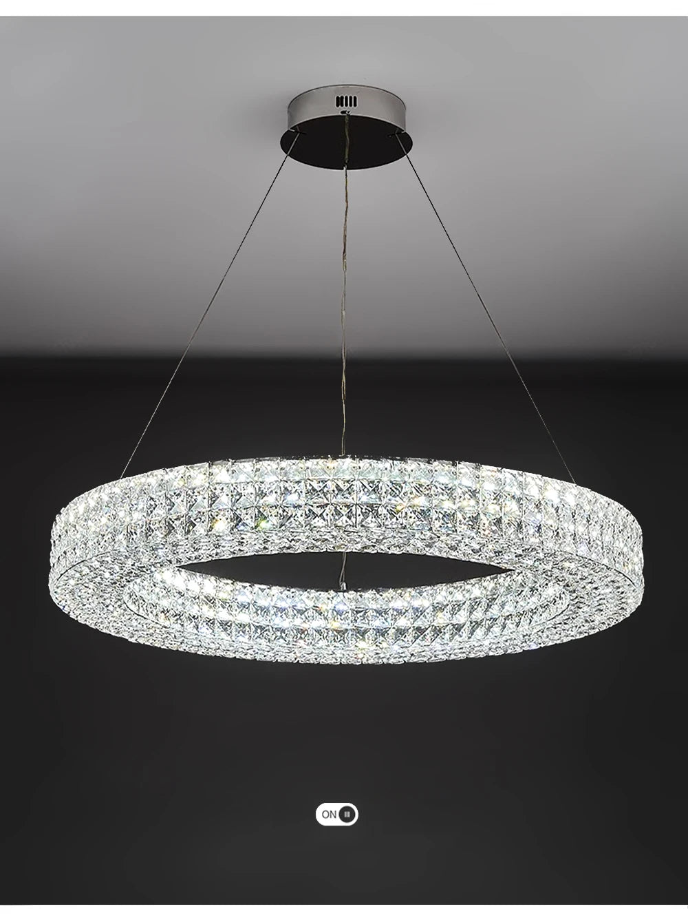 Luxury Round Crystal LED Ceiling Lights with Stainless Steel Design