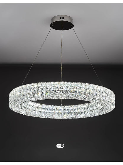 Luxury Round Crystal LED Ceiling Lights with Stainless Steel Design