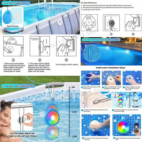 Smart RGB LED Underwater Pool Light – IP68 Waterproof with App & Remote Control
