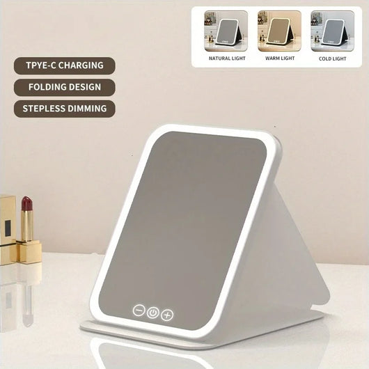 LED Makeup Mirror with 3-Color Lighting &amp; Dimmable Touch Screen