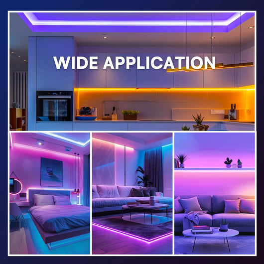 RGB Color Changing Led Strip Lighting with 24-Key Remote and  APP Control