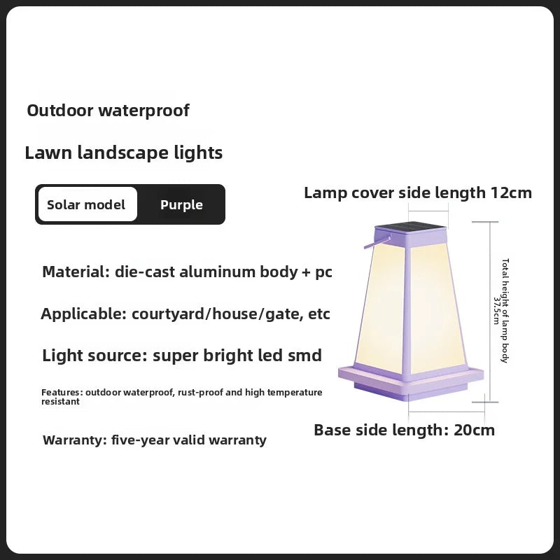 New Outdoor Waterproof Solar Garden Lawn Lamp Camping Balcony Garden Decoration Ambient Light Outdoor Dining-Table Portable Lamp
