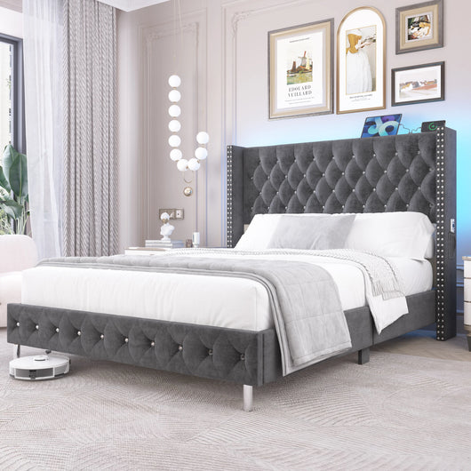 Queen Size Upholstered Platform Bed