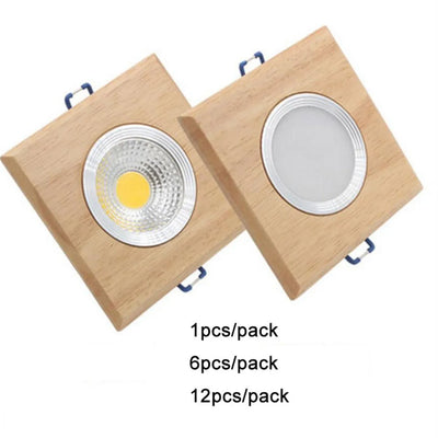 Square Solid Wood LED Downlight – Modern Minimalist Ceiling Light