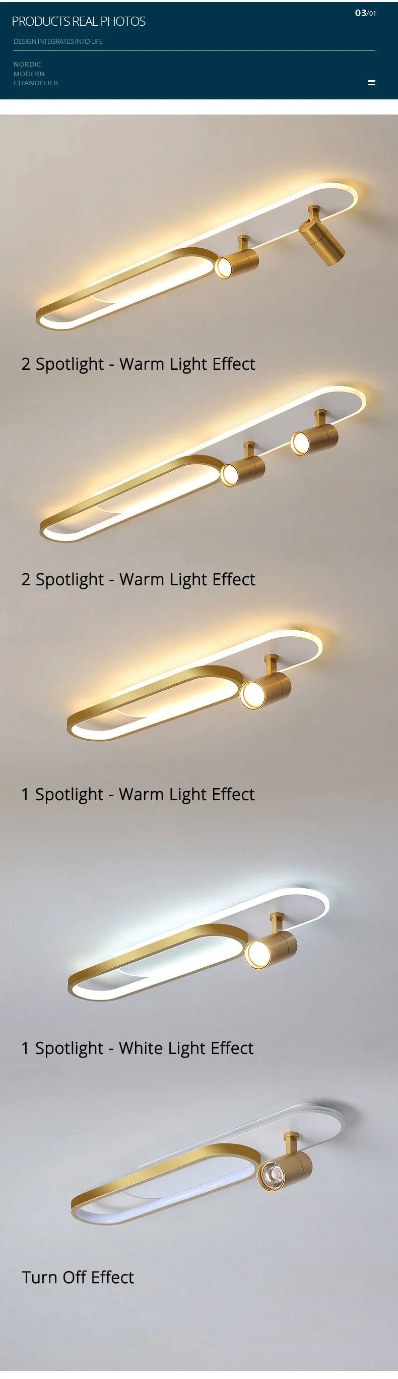 Modern Acrylic LED Chandelier with Adjustable Spotlights and Dimmable Lighting