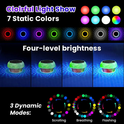 Solar Floating Pool Light with Chlorine Dispenser – RGB LED with Remote