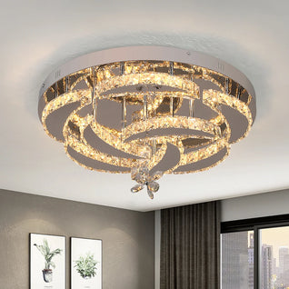 Crystal LED Ceiling Lamp – Chrome Finish with Adjustable Light Modes