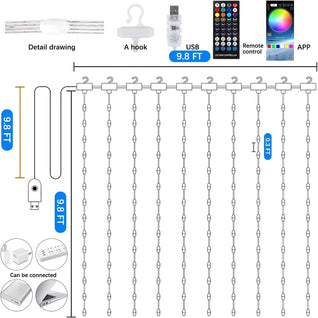 Smart LED Curtain Lights – 3m x 3m, App-Controlled with Music Sync