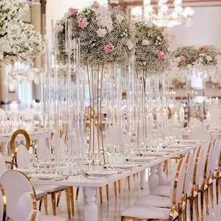 20-Pack Acrylic Wedding Candelabras – 38.5″ Clear 8-Arm Centerpieces