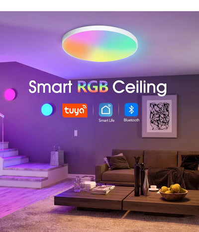 Smart RGB LED Ceiling Light with App & Voice Control (WiFi + Bluetooth)