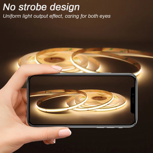 High-Density COB LED Strip Light – 3mm / 5mm, 12V–24V Dimmable