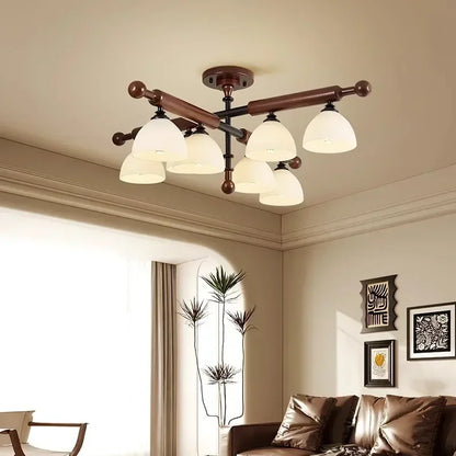 Retro Bamboo & Wood LED Ceiling Light with Warm Ambient Illumination