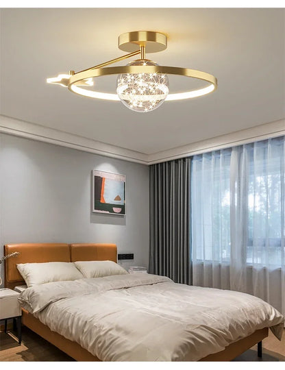 Nordic Luxury Starry LED Ceiling Lamp Is Used For the Bedroom, Living Room, and Kitchen. Golden White Black Remote Control Home Decoration
