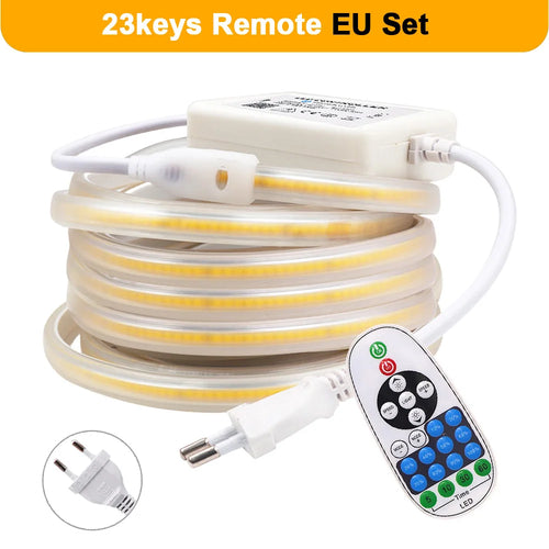 Dimmable COB LED Strip Light with Touch Switch & 23-Key Remote