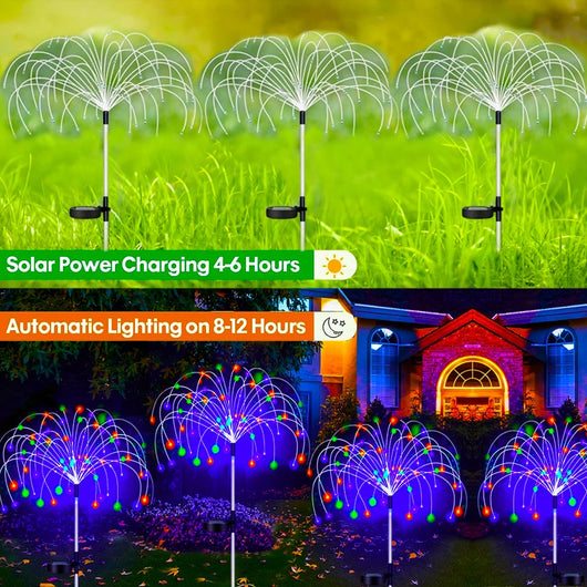 Solar Firework LED Garden Lights Waterproof Outdoor Pathway Yard Decorative Fairy Lights