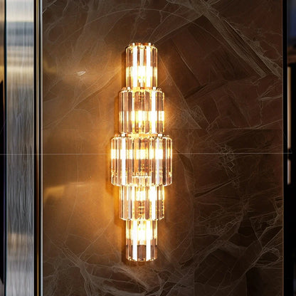 Modern Crystal LED Wall Lamp with Vertical 19x50cm Design