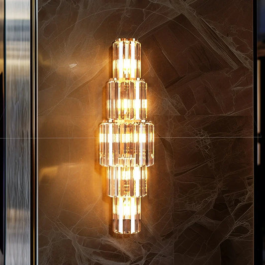 Modern Crystal LED Wall Lamp with Vertical 19x50cm Design