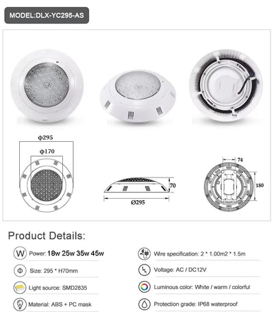 RGB LED Swimming Pool Light – AC12V, IP68 Waterproof