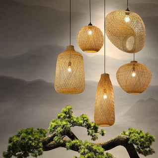 Handcrafted Bamboo Pendant Lamp – Wicker LED Ceiling Light