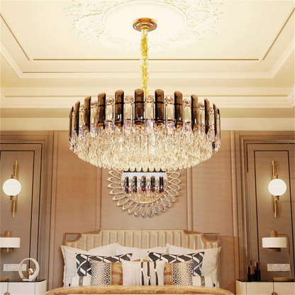 Contemporary Crystal Semi-Flush Ceiling Light with Adjustable Height and E14 LED Support