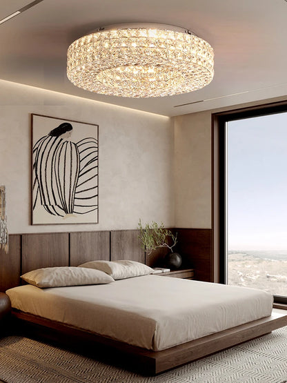 Luxury Round Crystal LED Ceiling Lights with Stainless Steel Design