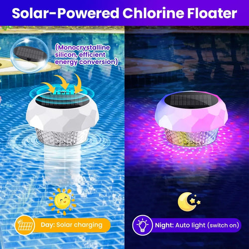 Solar Floating Pool Light with Chlorine Dispenser – RGB LED with Remote