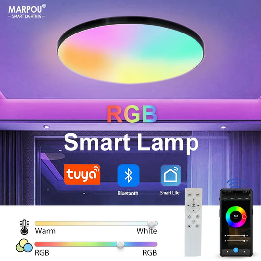Smart RGB LED Ceiling Light with App & Voice Control (WiFi + Bluetooth)