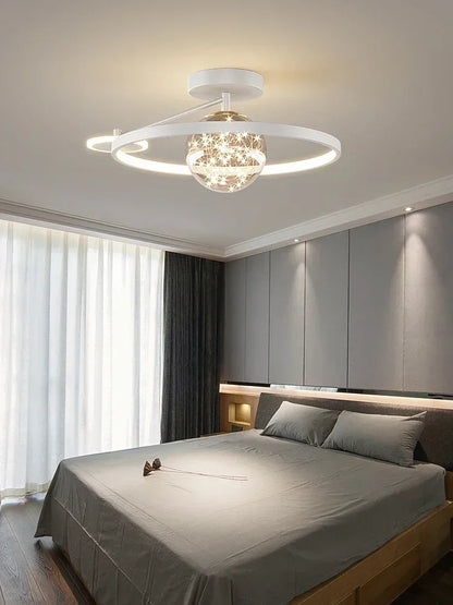 Nordic Luxury Starry LED Ceiling Lamp Is Used For the Bedroom, Living Room, and Kitchen. Golden White Black Remote Control Home Decoration