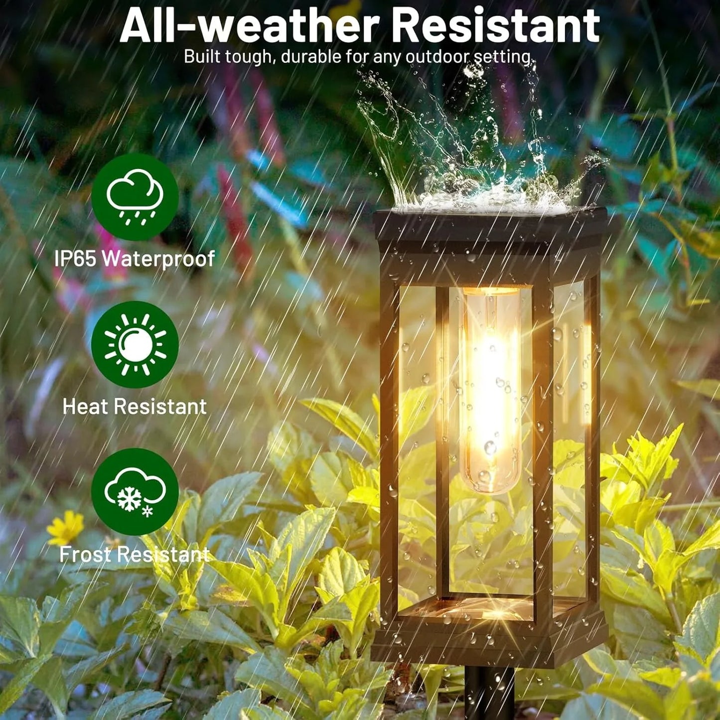 Outdoor Solar Path Lights, Waterproof Garden Lighting for Patio, Lawn, Walkways, Driveways, Warm Landscape Lights